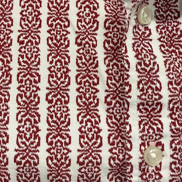 Goodfellow & Co Red Hawaiian Inspired Stripe Poplin Short Sleeve Button Up Shirt - Picture 4 of 10